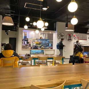 a restaurant with tables and chairs