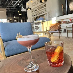 Some of our drinks- we had to ask for coasters so we wouldn't damage the beautiful table.