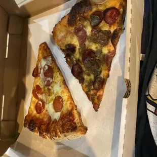 two slices of pizza