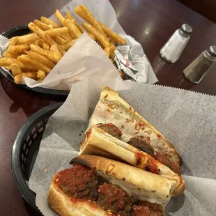 Meatball Parm and Fries