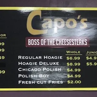 Menu board