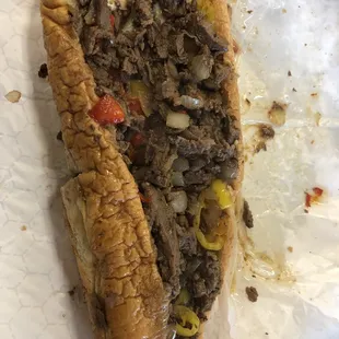 Original Cheesesteak with peppers added