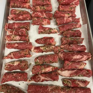 a tray of raw meat