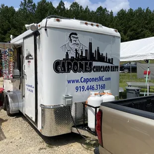 a food truck parked in a parking lot