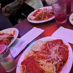 Chicken Parm Tossed Salad Marinara Sauce Spaghetti