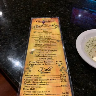 Desert menu!