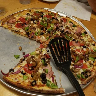 Large Combo pizza, we added green chilies!