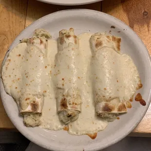 Manicotti with Alfredo on top