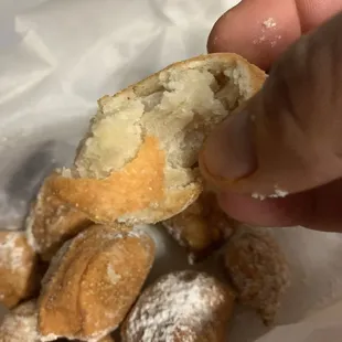 Fried cold pizza dough rock balls