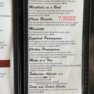 the menu