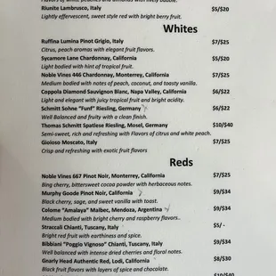 the wine selection