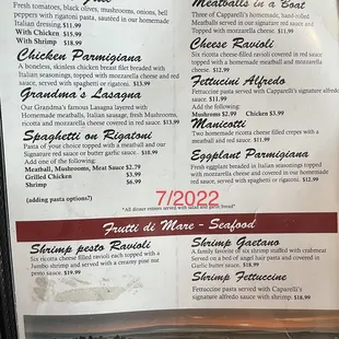 the menu