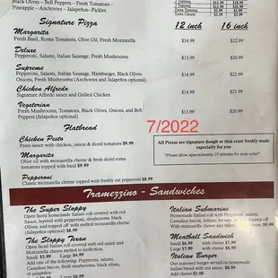 the menu
