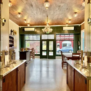 the inside of a wine shop