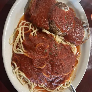 Eggplant and spaghetti