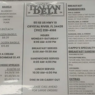 menu
