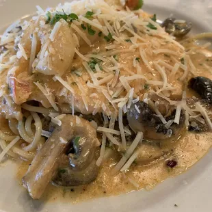 Special of the Day (forgot what it was called). Chicken, shrimps, mushrooms &amp; Cajun sauce.