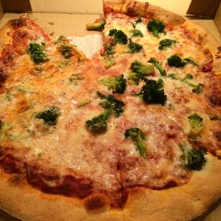 Cheese pizza with broccoli, Cappy&apos;s Pizza