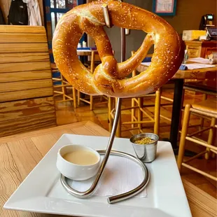 Pretzel with beer cheese and spicy mustard