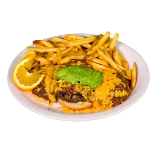 Chili Burger with fries