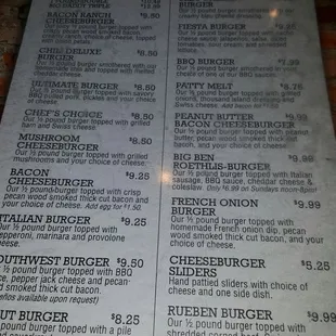 For some reason their Burger menu isn't on their website. The one cut off lower left hand side is a Kraut burger.