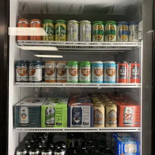 a refrigerator full of drinks