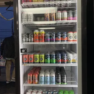 a refrigerator full of drinks