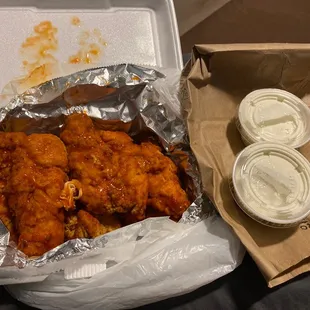 Buffalo tenders   Asked for extra blue cheese too and they gave it.