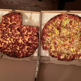 two pizzas in a box
