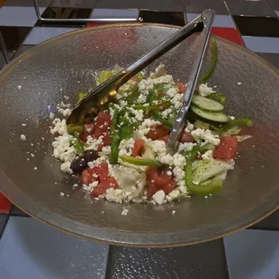 The small Greek salad (I asked for it without onions and potato salad)