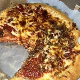 Small deep dish with extra cheese and sausage