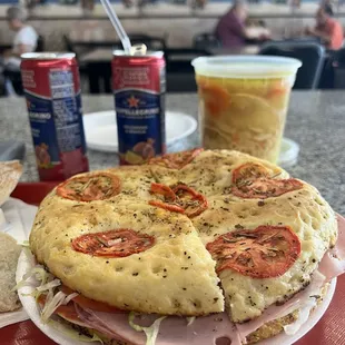 Lunch order, Thurs. 7/19: 8 inch Capri Special Sandwich and large Chicken Noodle Soup. My 12 inch Capri Special Pizza was still being made!