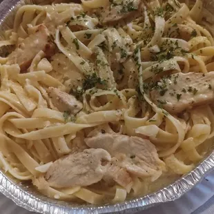 Pasta with other sauce (fettuccini alfredo with chicken).. Subpar..