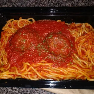 Spaghetti w/ 2 meatballs $11.25