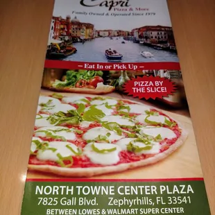 menu, pizza