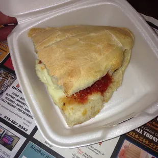 Half of my amazing meat ball sub!