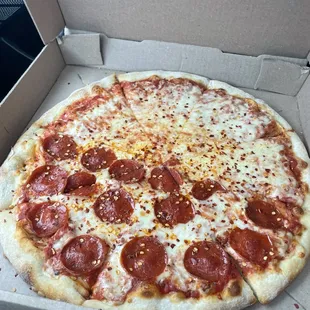 14" 1/2 Pepperoni 1/2 Cheese