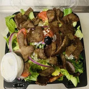 Gyro Salad with Tzaziki Sauce on the side