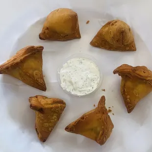 Sambusas with Tzaziki Sauce on the side