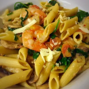 Penne Primavera with Jumbo Shrimp