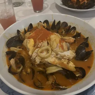 a bowl of seafood stew