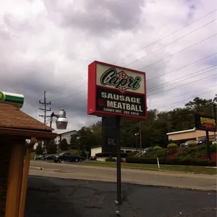 a sign for capri sausage and meatball