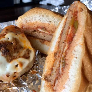 1 - Meatball &amp; 1 - Hot Sausage w cheese &amp; peppers