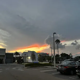 Beautiful sunset exiting the restaurant