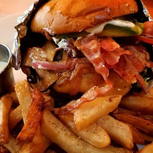 Wagyu burger and fries