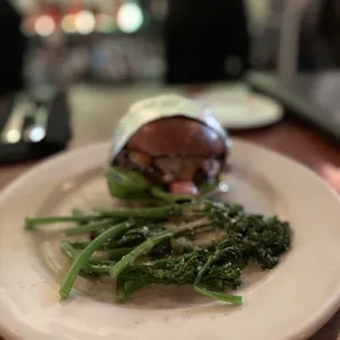Wagyu Burger + Broccolini &amp; Garlic