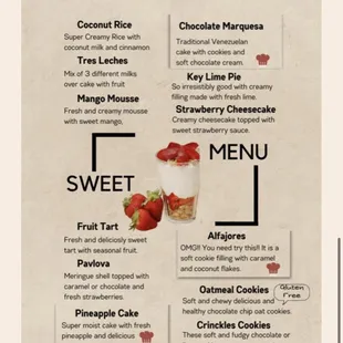 Sweet menu