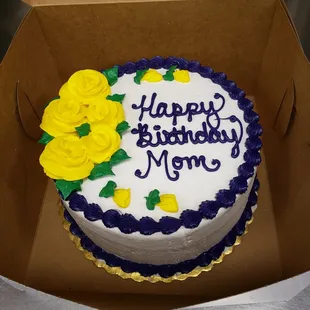 Custom Birthday Cake with buttercream flowers.