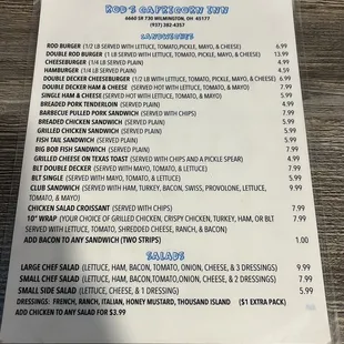 Updated menu