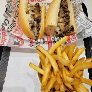 Cheesesteak and fries
